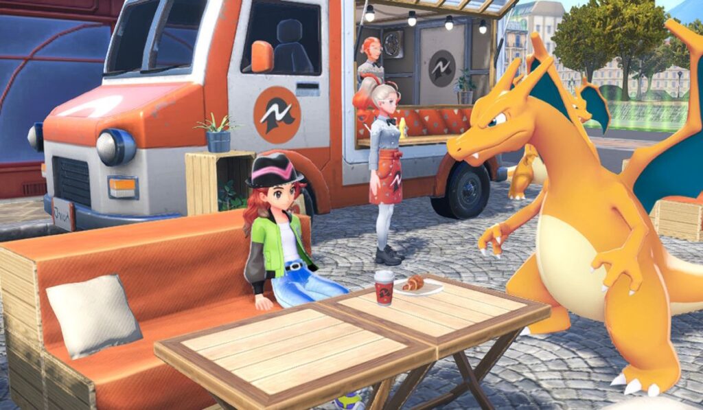 ポケモンレジェンズZA リザードンと主人公 カフェ