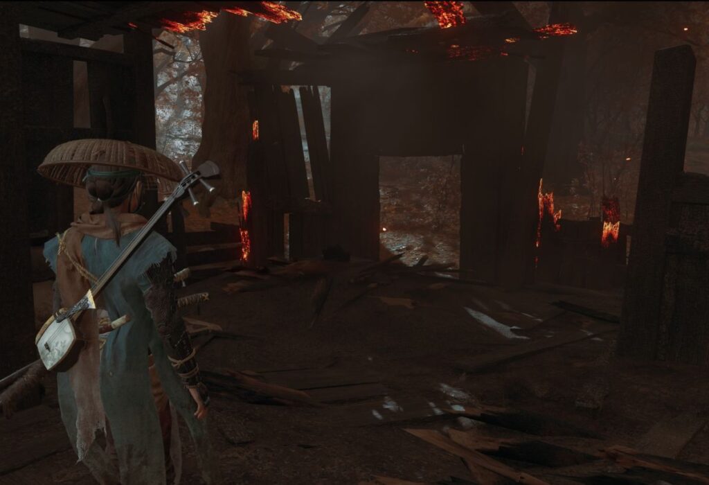 ゴーストオブヨウテイ 黒焦げの家に入る